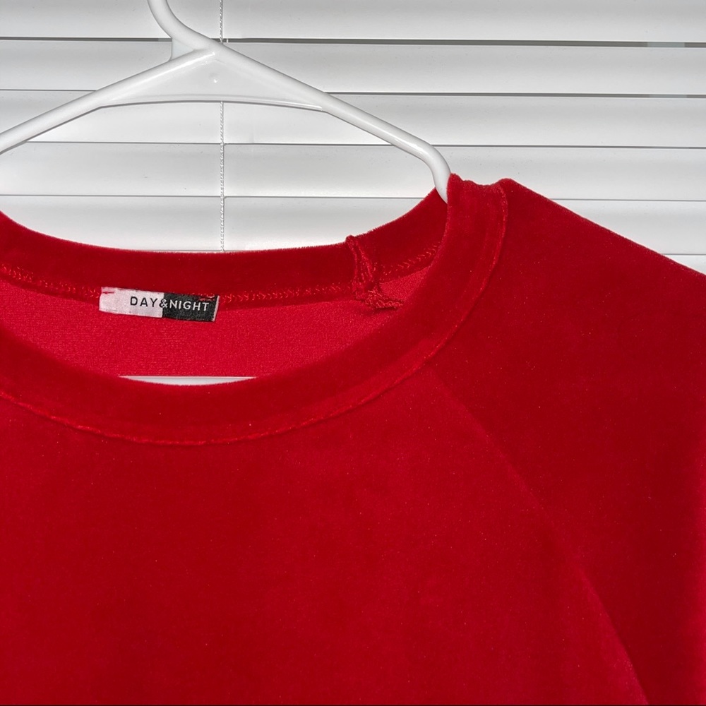 Red velour sweatshirt